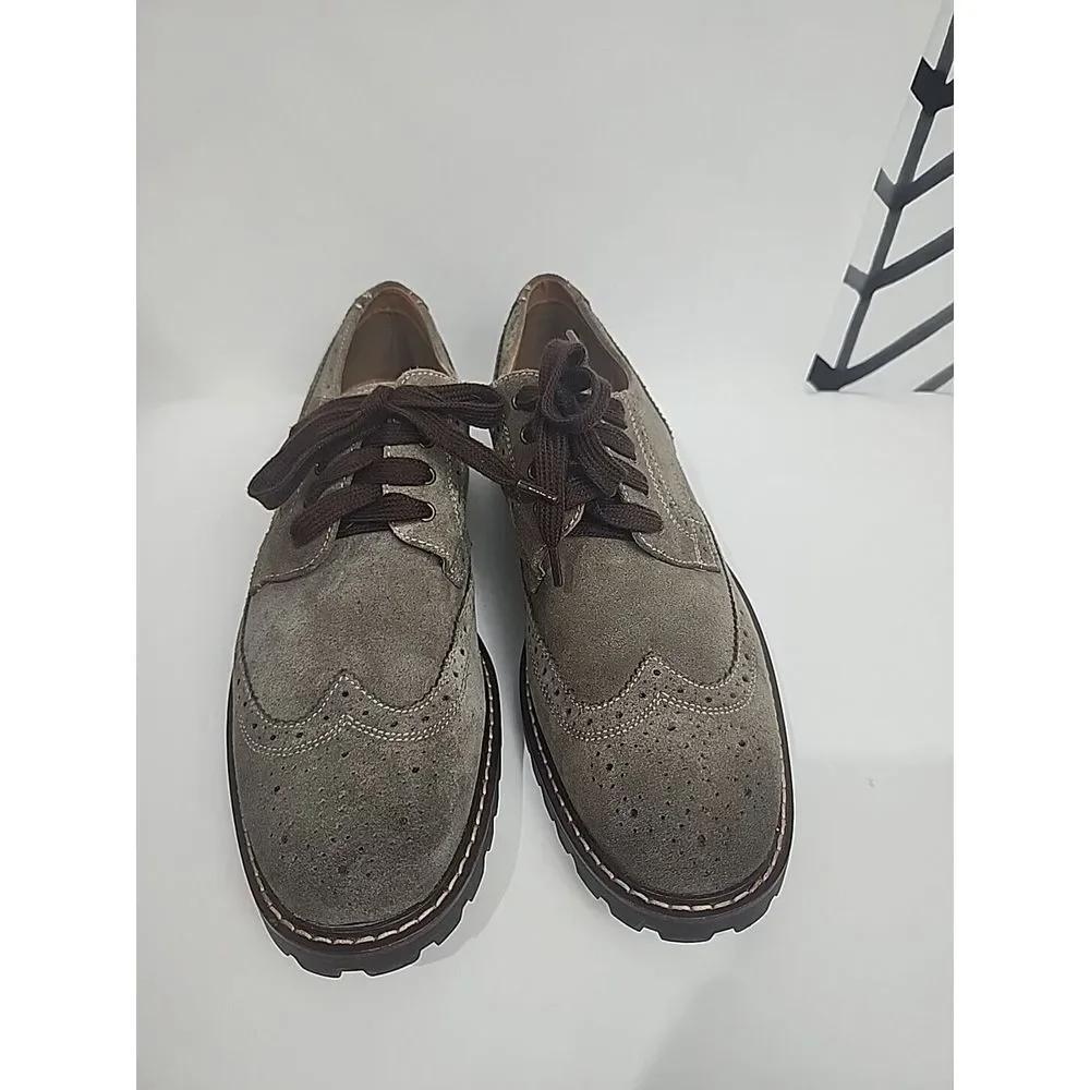 Steve Madden Men's Size 9.5 Wingtip Oxford Shoe Suede Leather Casual Dress Brown
